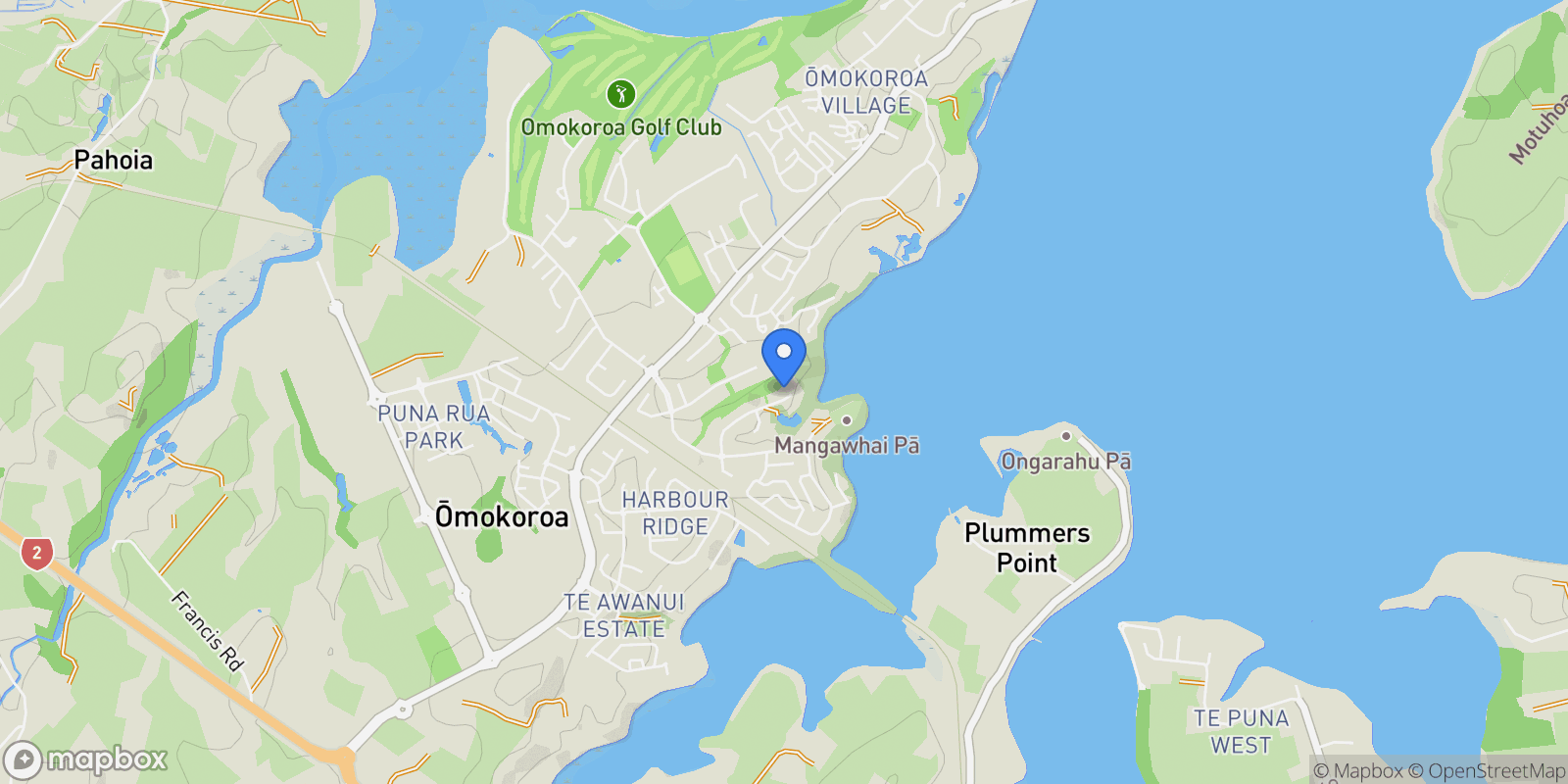 Map showing 45 Lakeside Terrace, Ōmokoroa 3114, New Zealand, Omokoroa, Bay of Plenty, New Zealand.