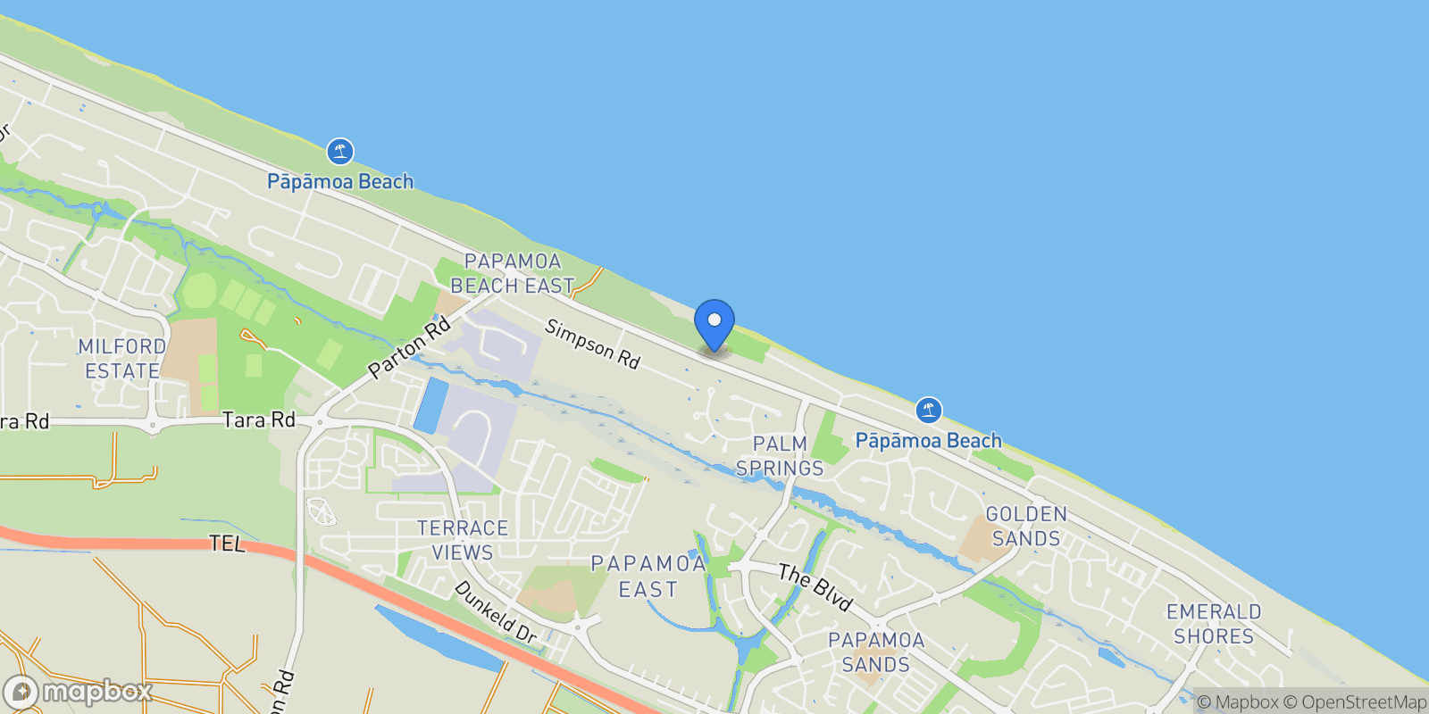 Map showing 1009 Papamoa Beach Road, Papamoa Beach, Tauranga 3118, New Zealand, Tauranga, Bay of Plenty, New Zealand.