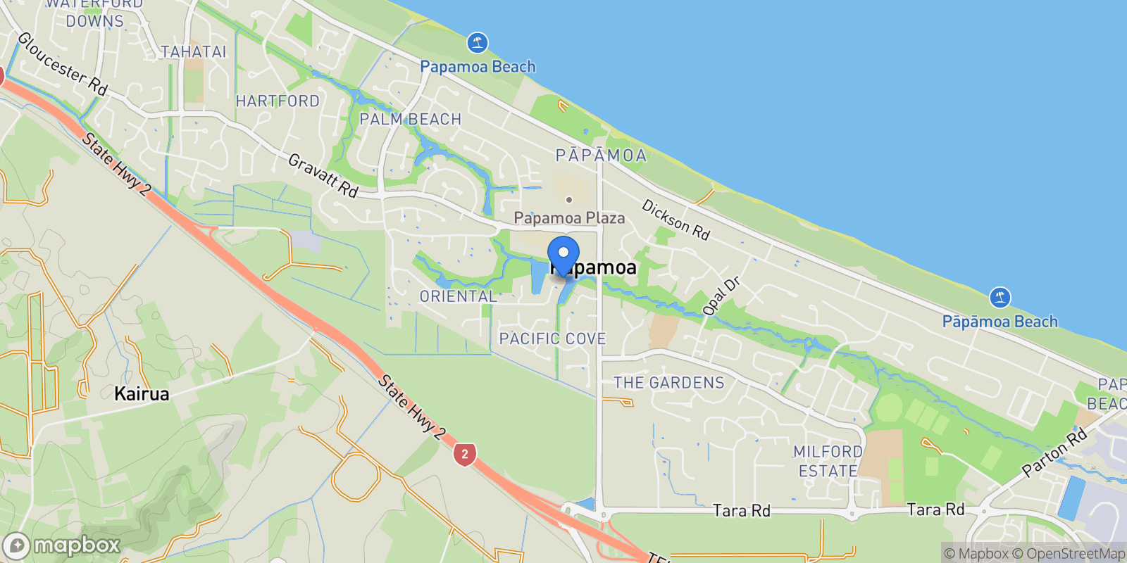 Map showing 166 Oriental Parade, Papamoa Beach, Papamoa 3118, New Zealand, Tauranga, Bay of Plenty, New Zealand.