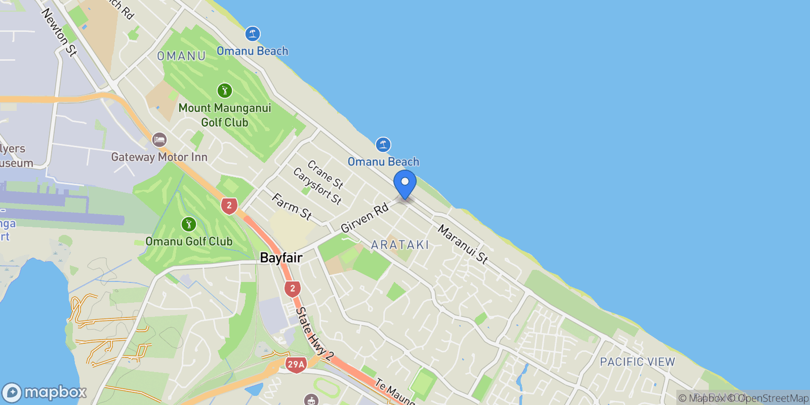 Map showing 2/5 Maranui Street, Mount Maunganui 3116, New Zealand, Mount Maunganui, Bay of Plenty, New Zealand.