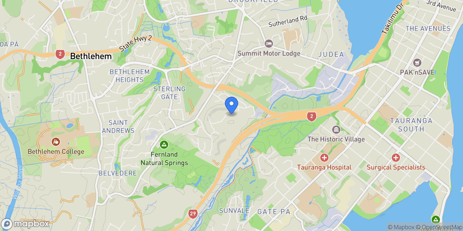 Map showing 14 Grasmere Way, Bethlehem, Tauranga 3110, New Zealand, Tauranga, Bay of Plenty, New Zealand.