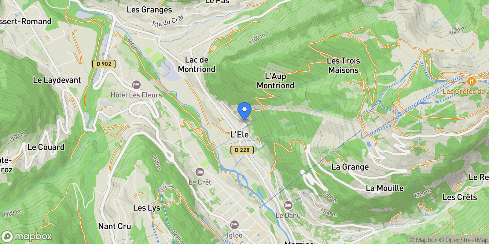 Map showing Chalet, Morzine, Haute Savoie, Montriond, Auvergne-Rhône-Alpes, France.