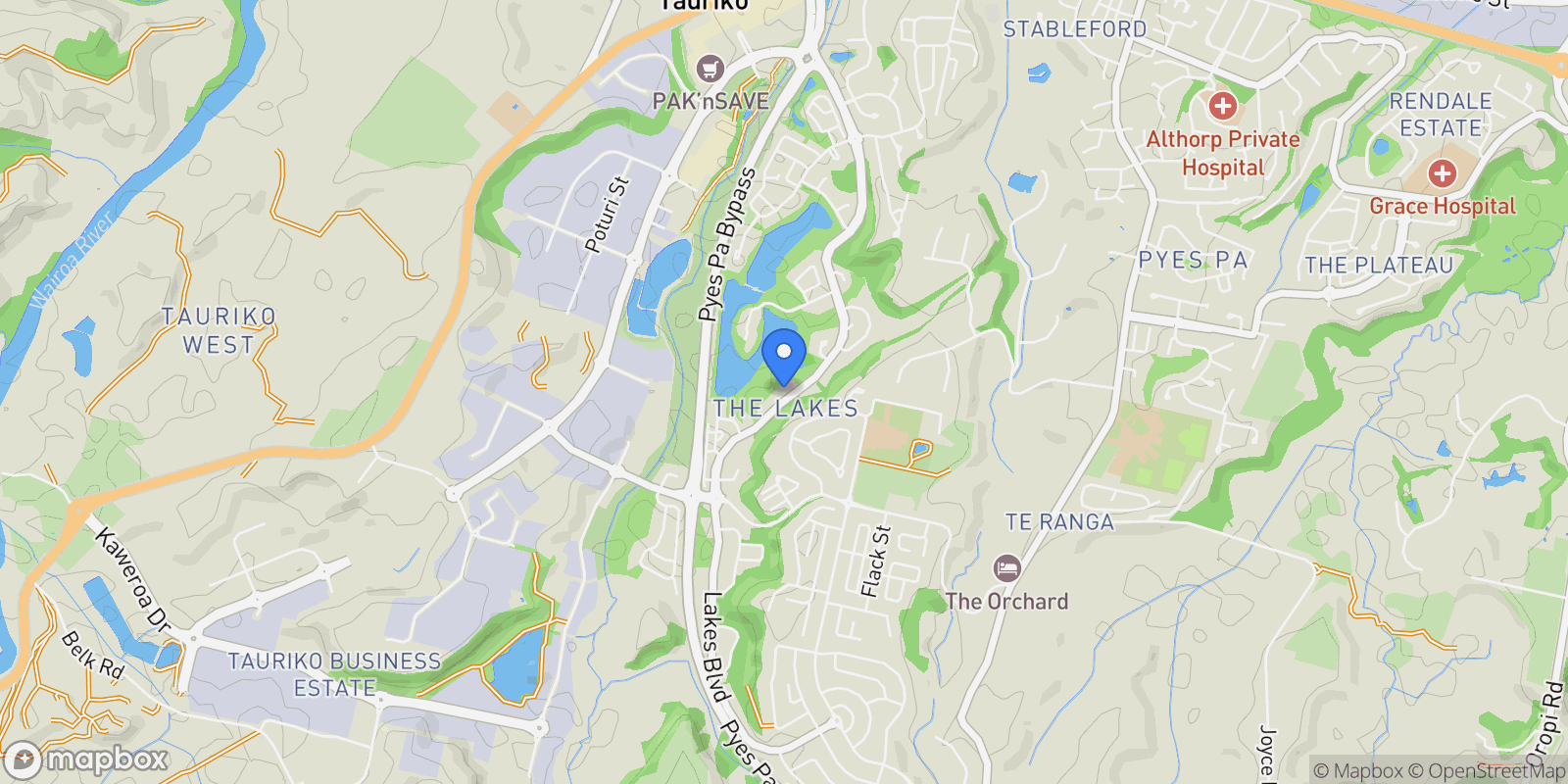 Map showing 160 Lakes Boulevard, Pyes Pa, Tauranga 3112, New Zealand, Tauranga, Bay of Plenty, New Zealand.