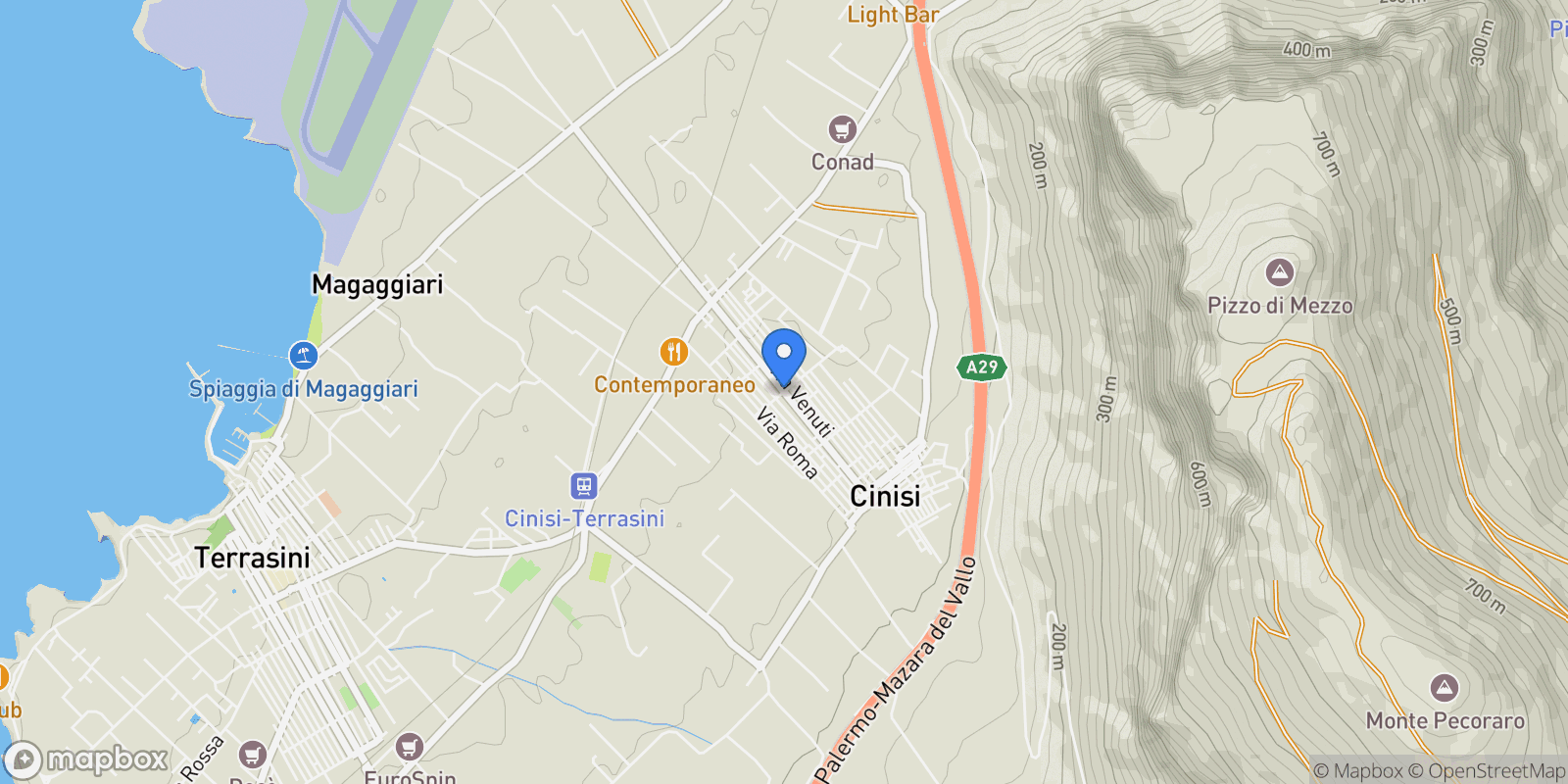 Map showing Sicily, Cinisi, Sicily, Italy.