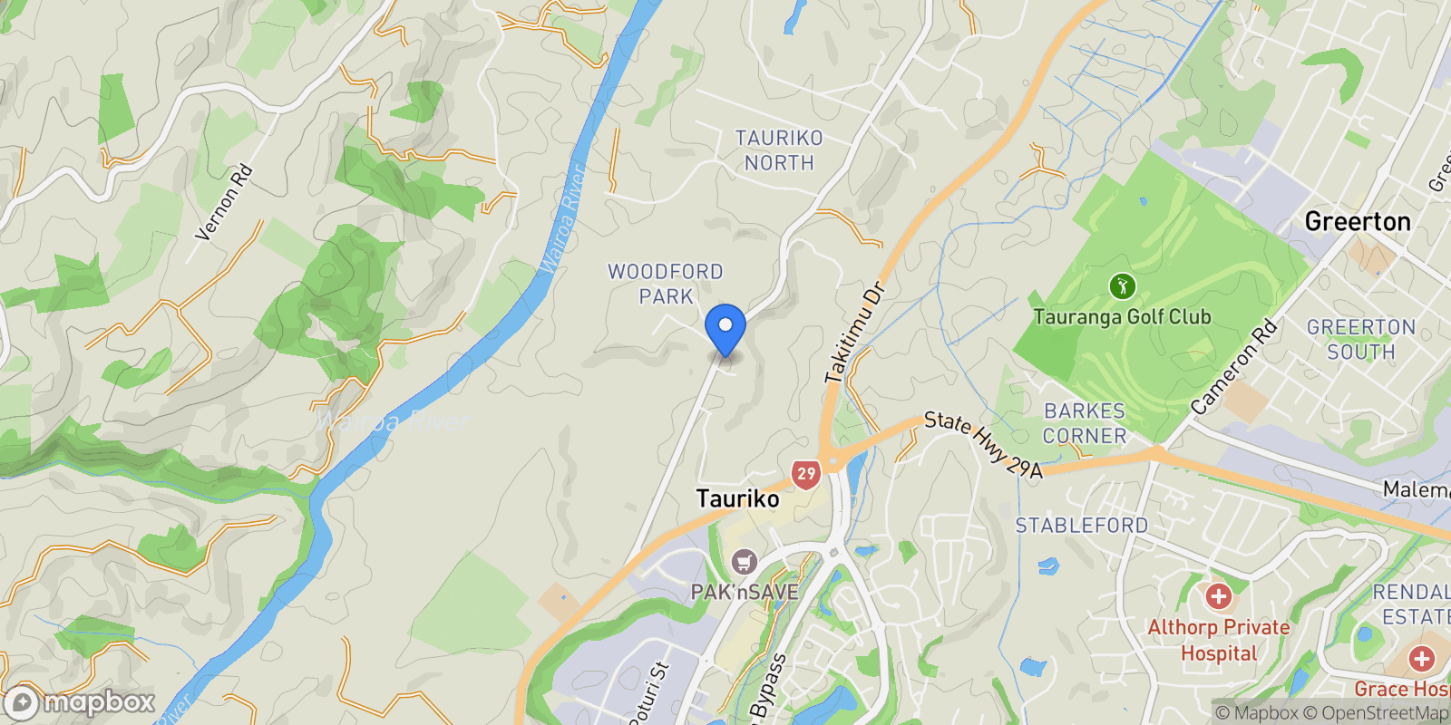 Map showing 1 Sycamore Rise, Tauriko, Tauranga 3110, New Zealand, Tauranga, Bay of Plenty, New Zealand.