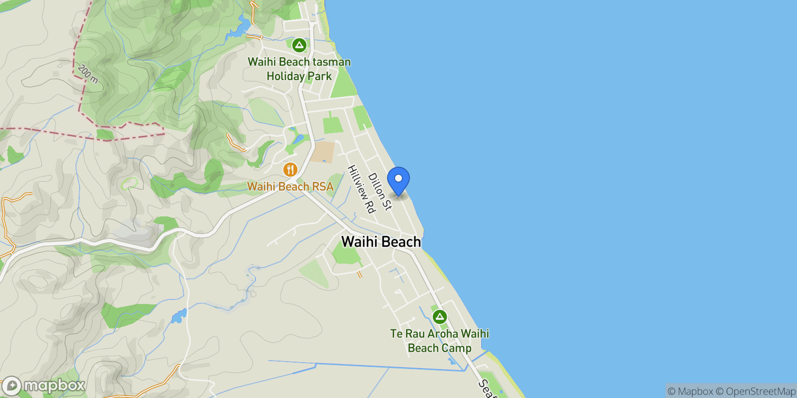 Map showing 2 Hillary Street, Waihi Beach 3611, New Zealand, Waihi Beach, Bay of Plenty, New Zealand.