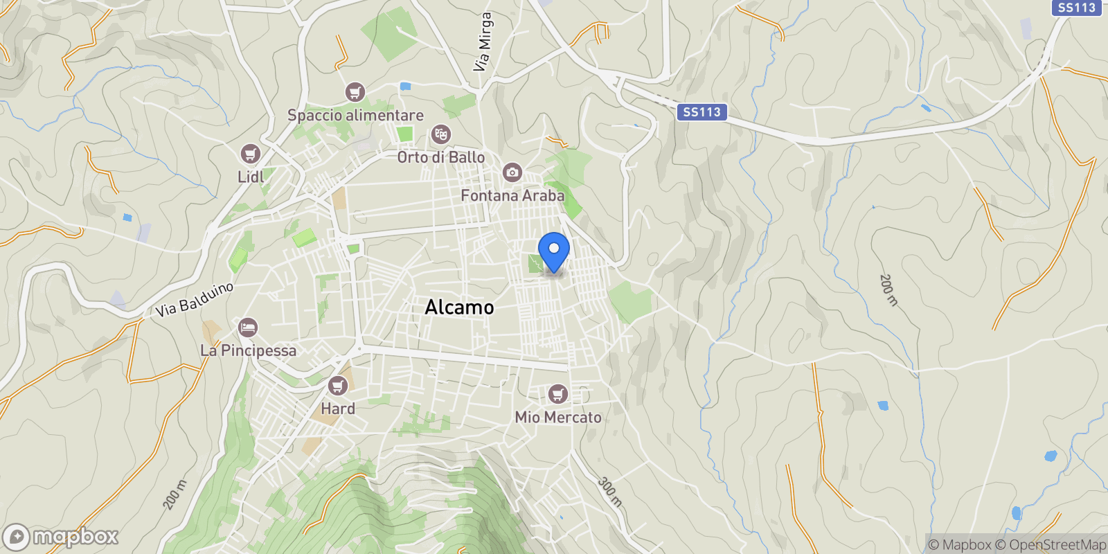 Map showing Sicily, Alcamo, Sicily, Italy.