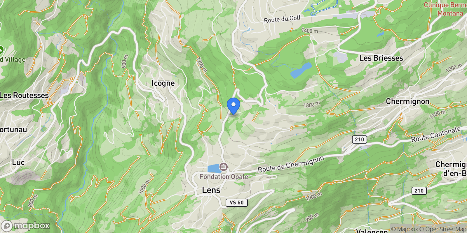 Map showing Route de Crans 68, Lens, Valais, Switzerland.