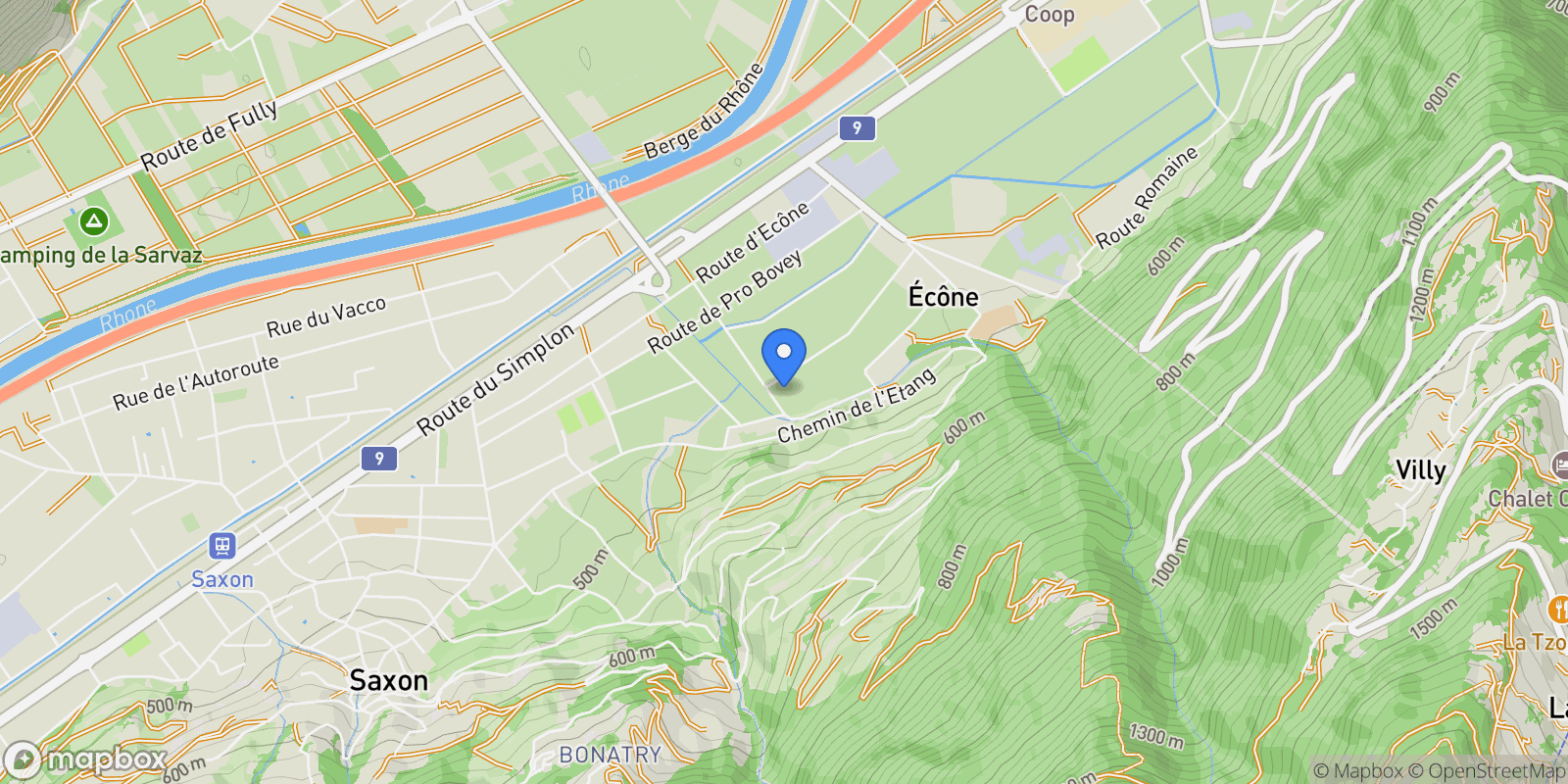 Map showing Saxon, Valais, Switzerland.