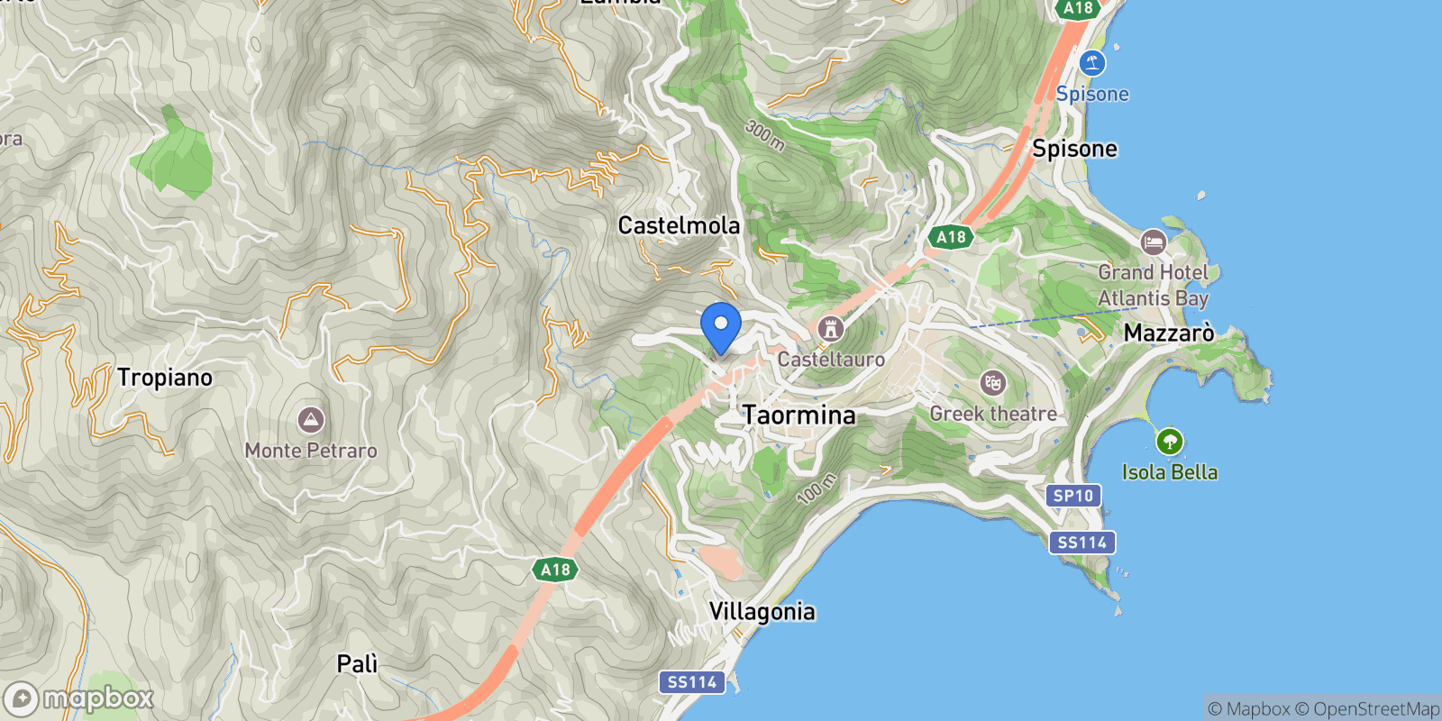 Map showing Sicily, Taormina, Sicily, Italy.