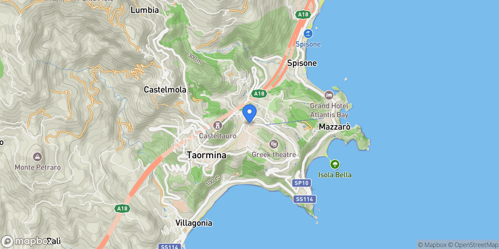 Map showing Sicily, Taormina, Sicily, Italy.