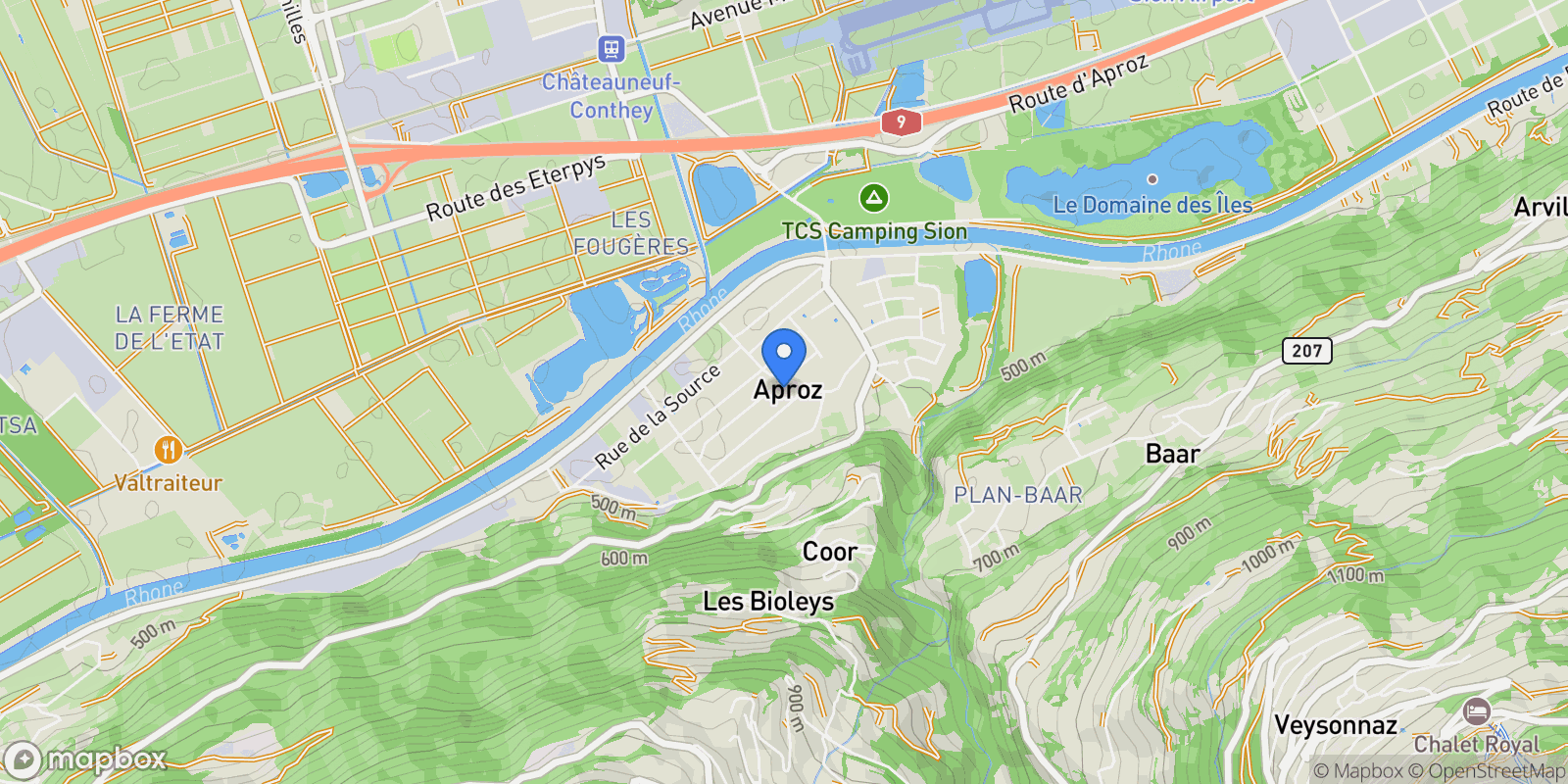 Map showing Nendaz, Valais, Switzerland.