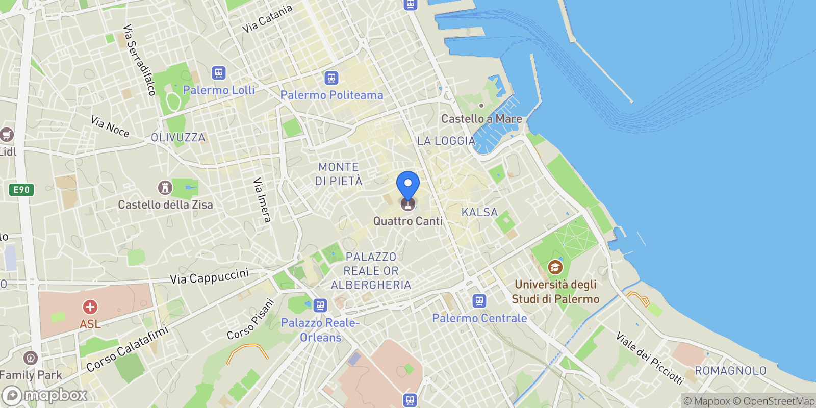 Map showing Sicily, Palermo, Sicily, Italy.