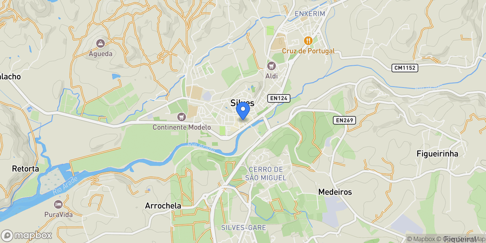 Map showing Silves, Algarve, Silves, Algarve, Portugal.
