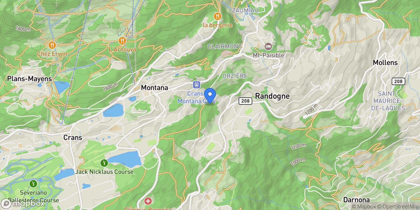 Map showing Chemin de Praty 1, Crans-Montana, Valais, Switzerland.