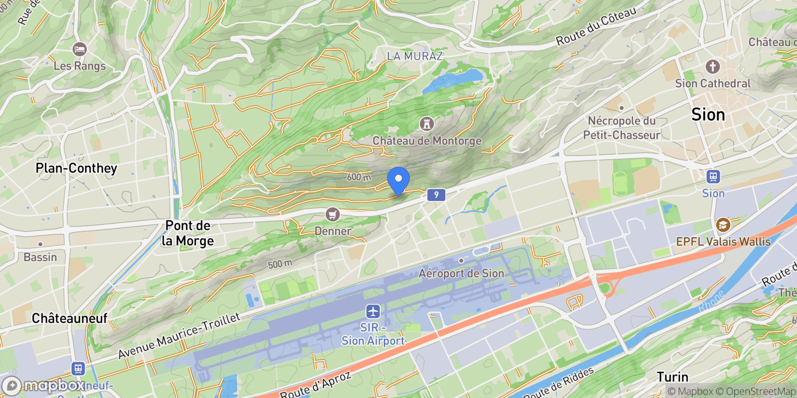 Map showing Sion, Valais, Switzerland.