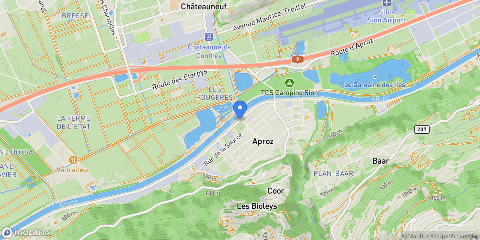 Map showing Nendaz, Valais, Switzerland.