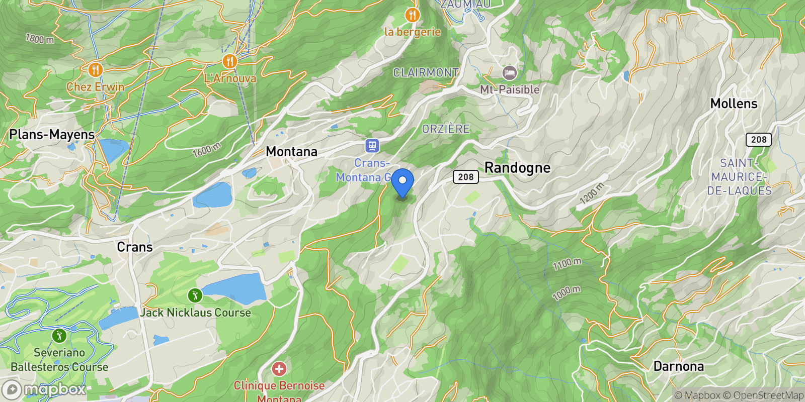 Map showing Crans-Montana, Valais, Switzerland.