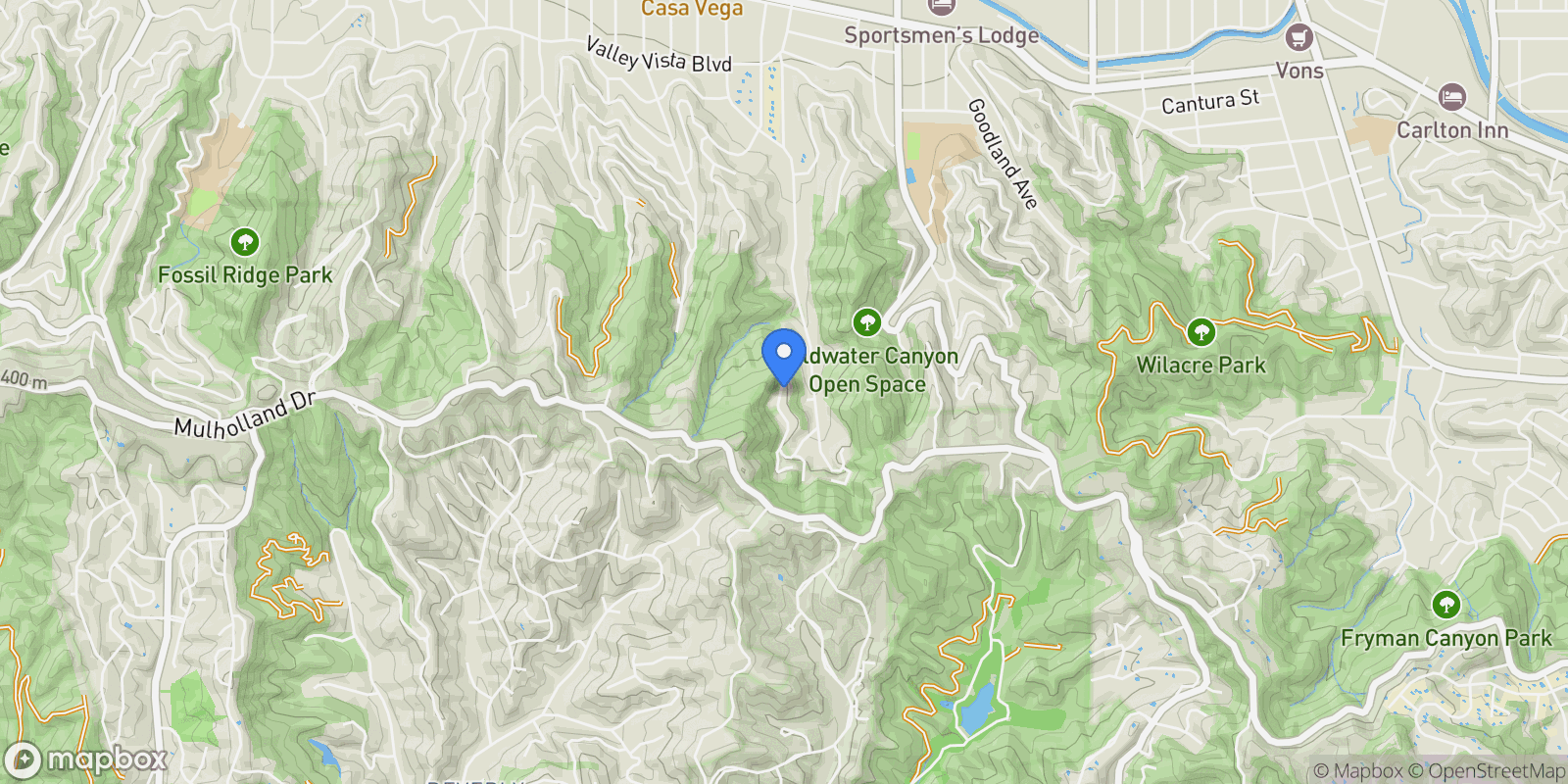 Map showing 3372 Longridge Terrace, Los Angeles, California, United States.