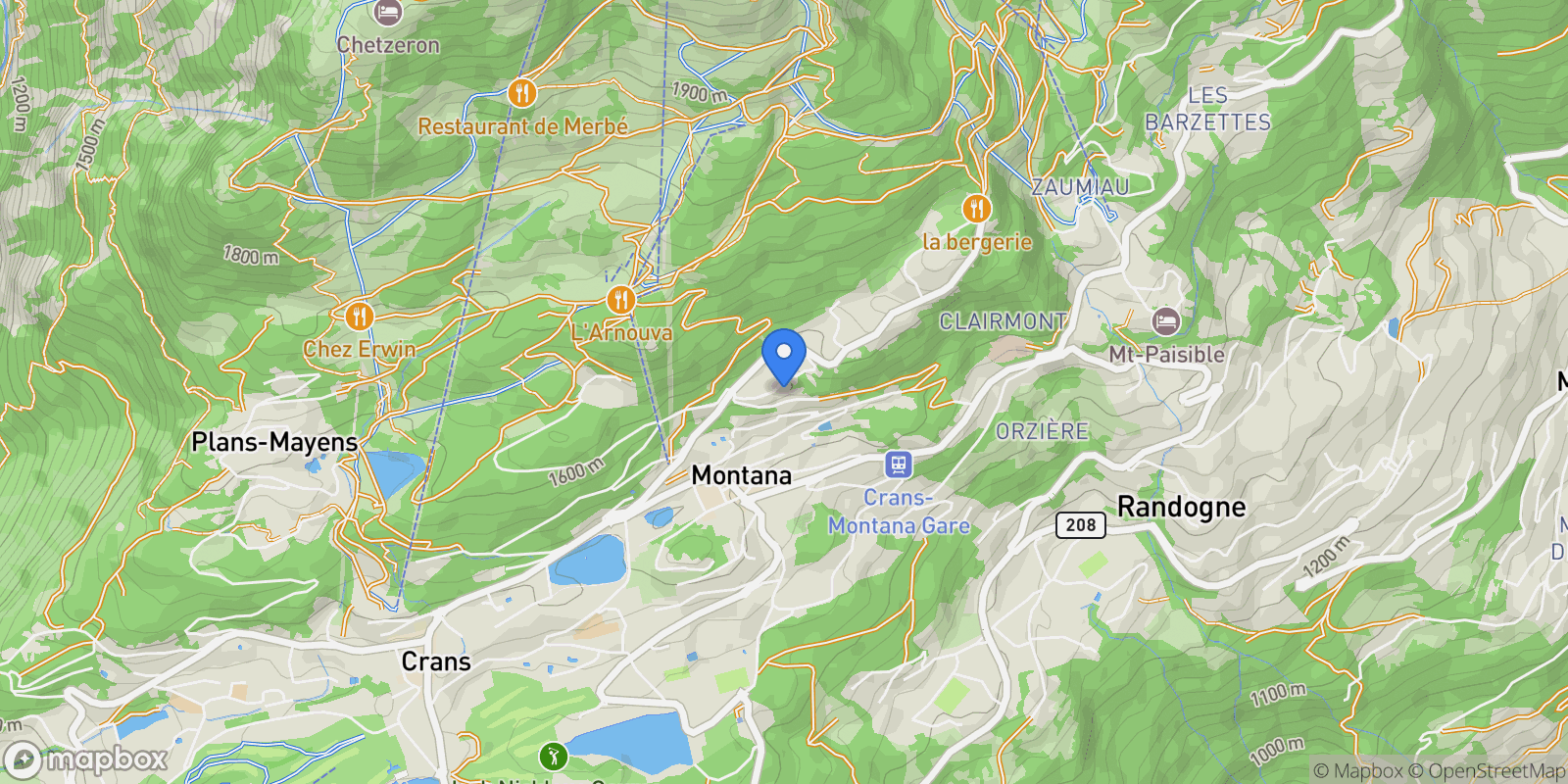 Map showing Crans-Montana, Valais, Switzerland.