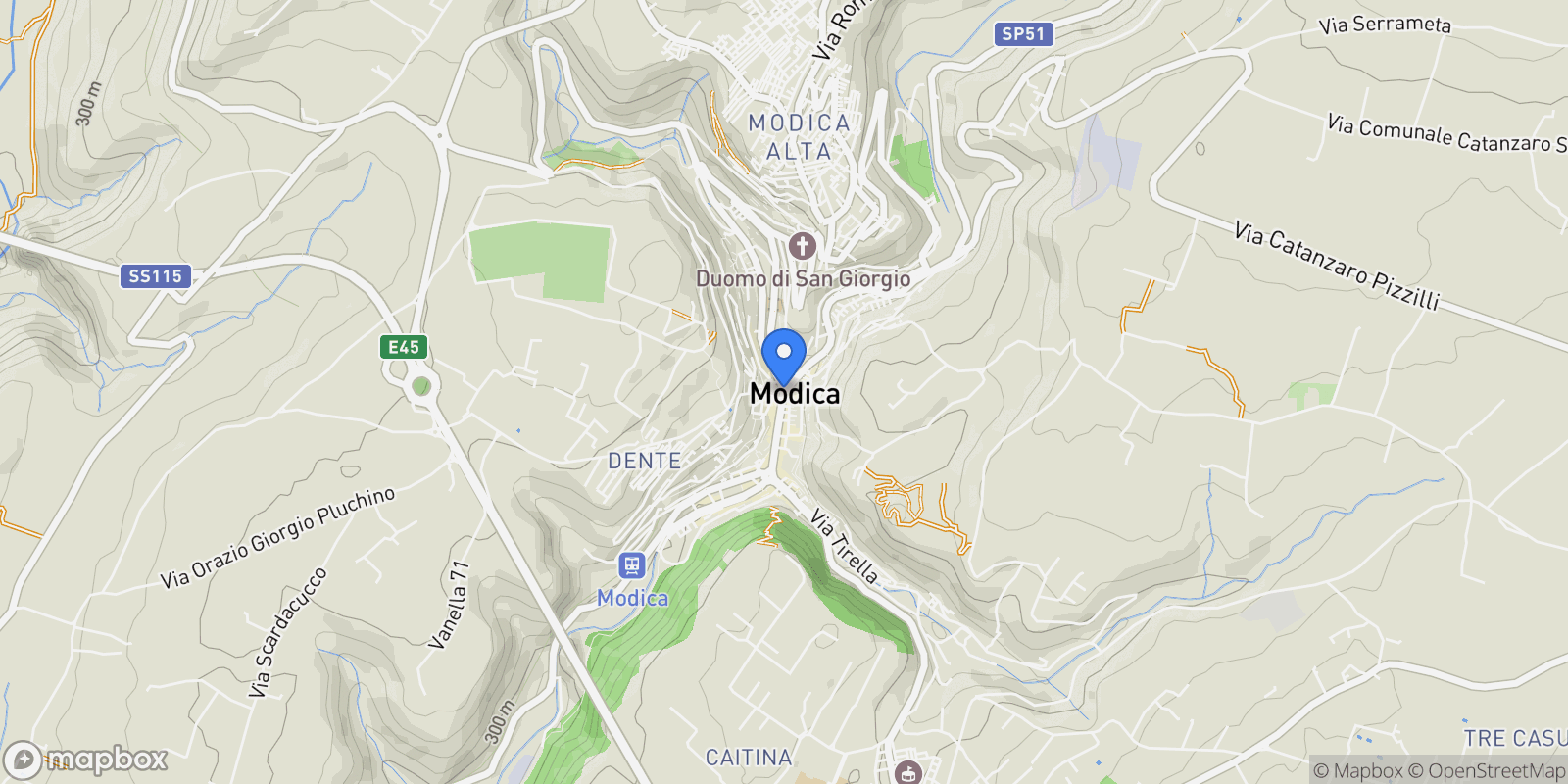 Map showing Sicily, Modica, Sicily, Italy.