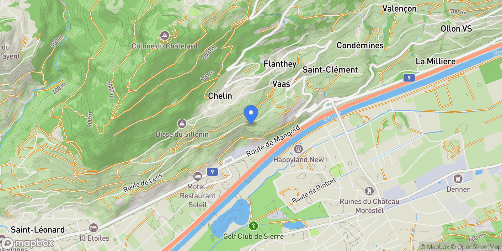 Map showing Lens, Valais, Switzerland.