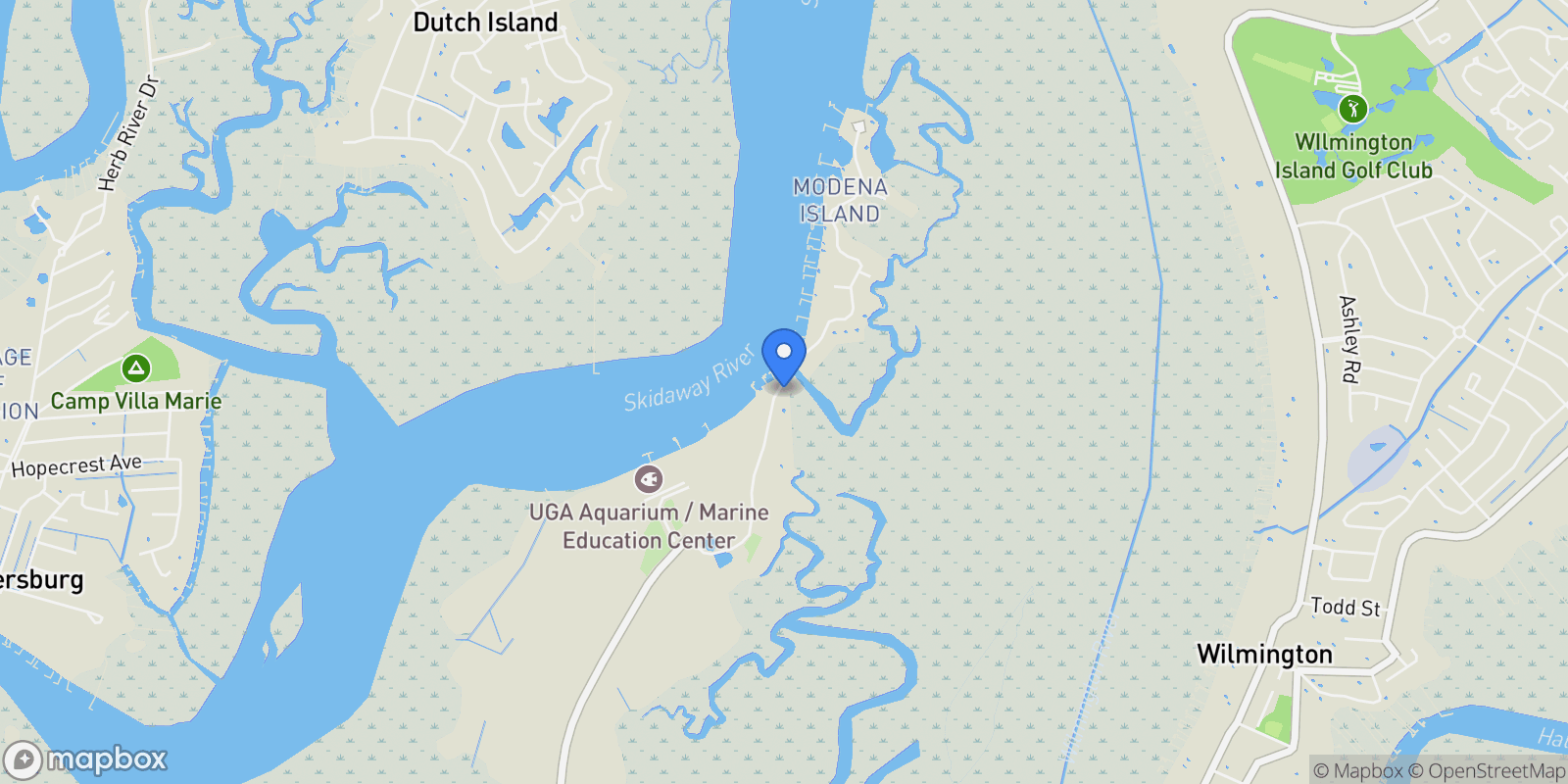 Map showing 112 Modena Island Drive, Savannah, Georgia, United States.