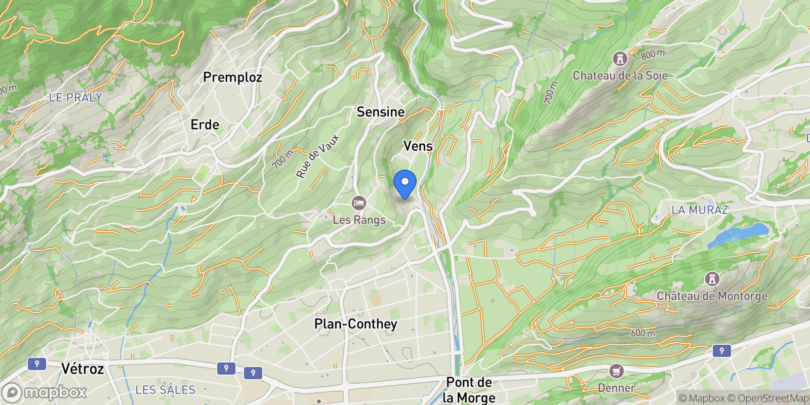 Map showing Conthey, Valais, Switzerland.