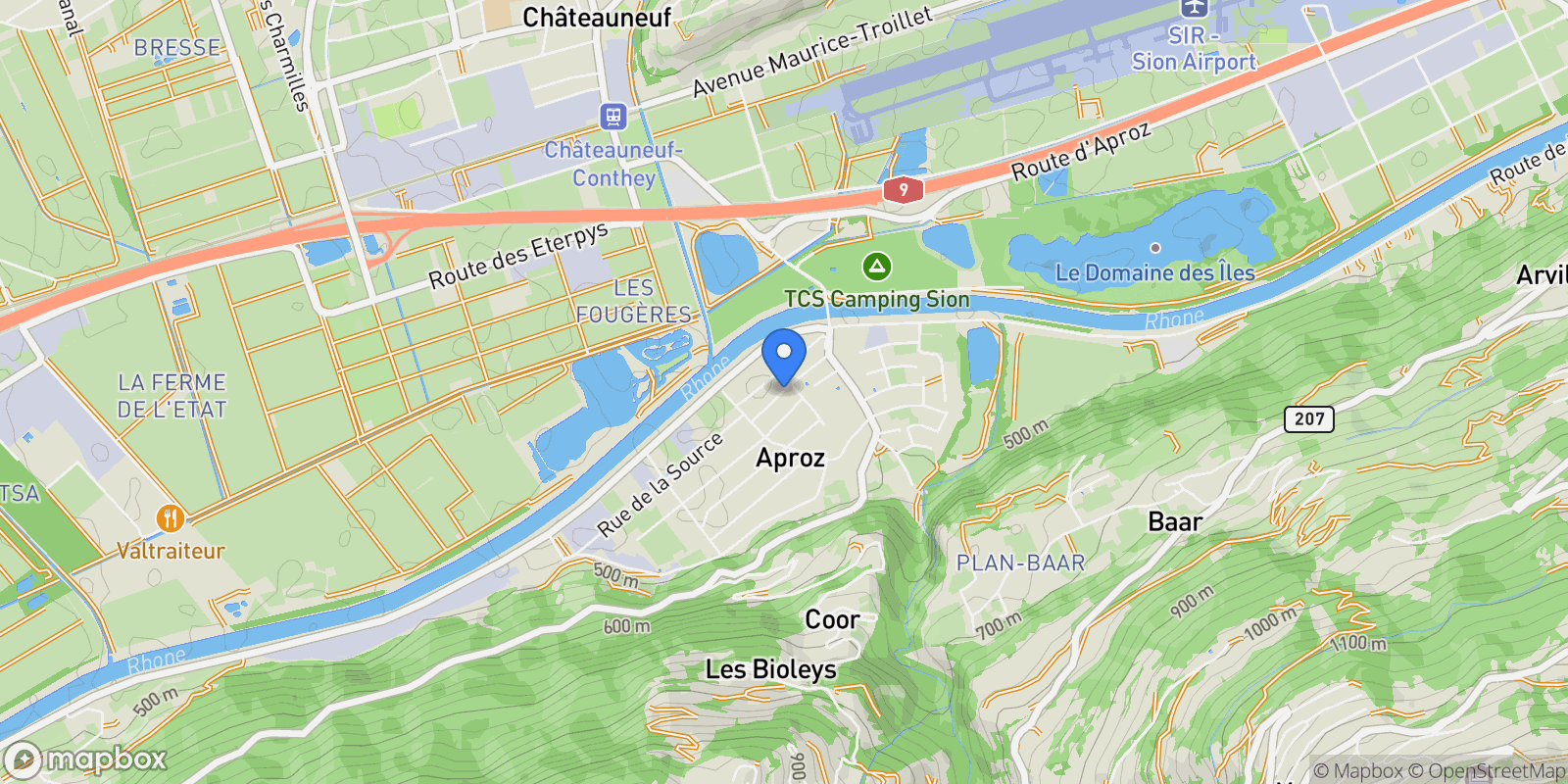 Map showing Nendaz, Valais, Switzerland.