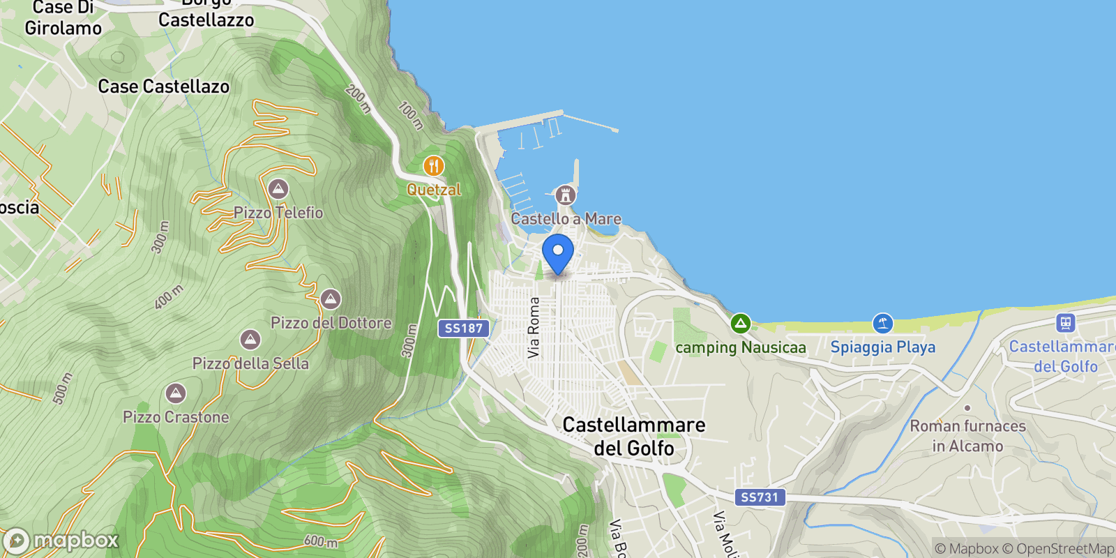 Map showing Sicily, Castellammare del Golfo, Sicily, Italy.