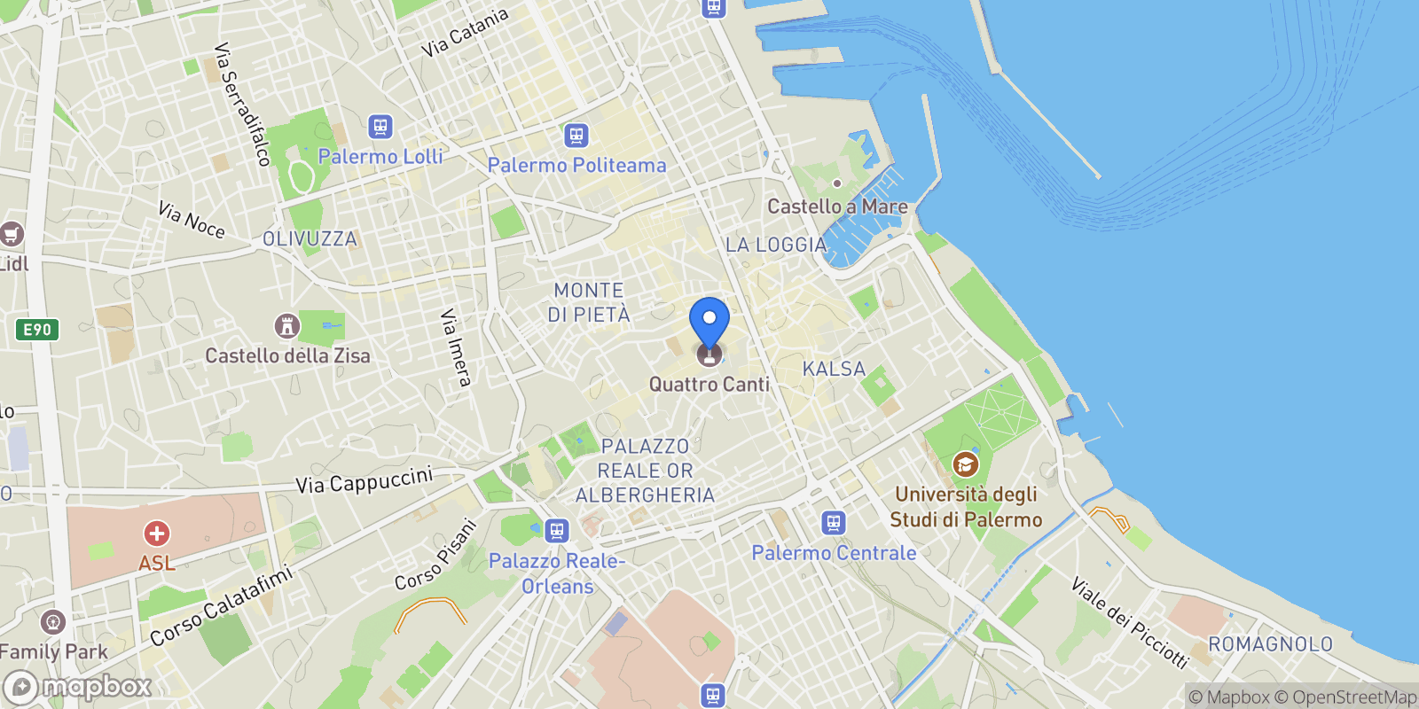 Map showing Sicily, Palermo, Sicily, Italy.