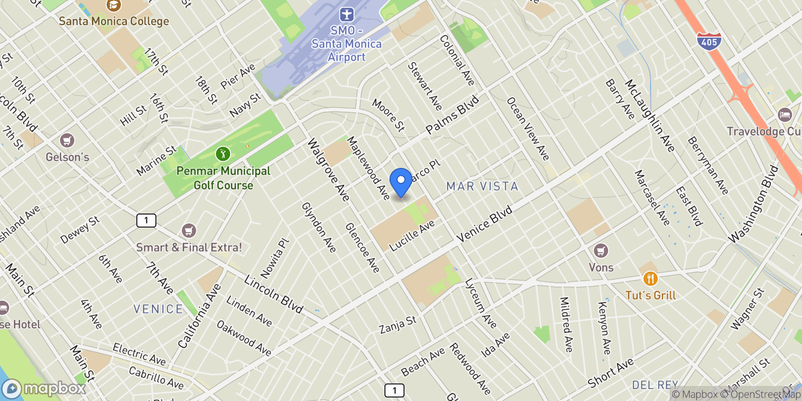 Map showing 3629 Rosewood Avenue, Los Angeles, California, United States.