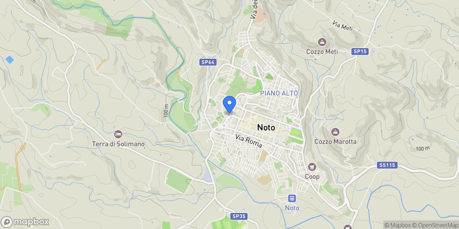 Map showing 96017 Noto, Free municipal consortium of Syracuse, Italy, Noto, Sicily, Italy.