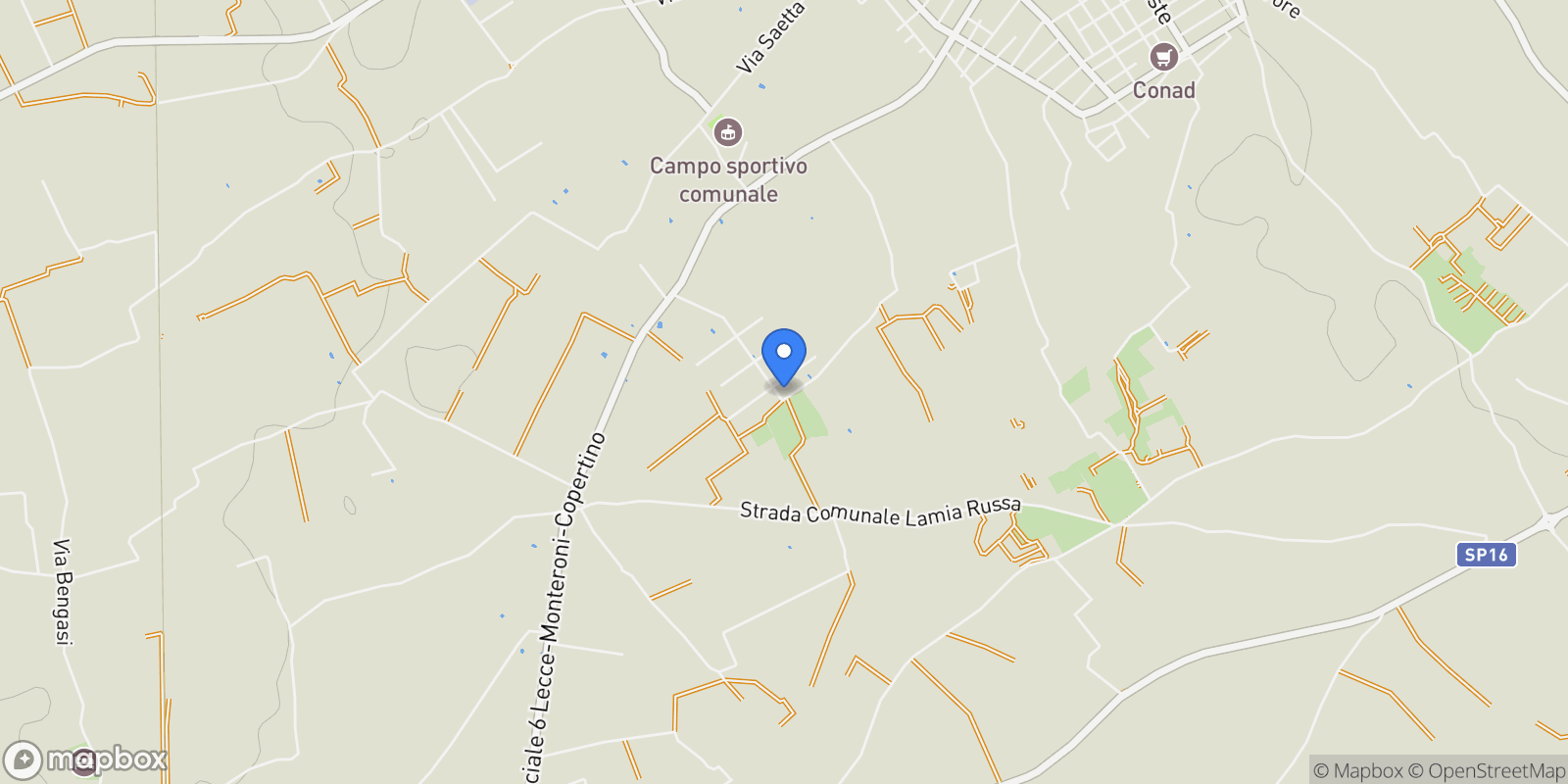 Map showing Via Sardegna, 19, 73047 Monteroni di Lecce LE, Italy, Monteroni di Lecce, Apulia, Italy.