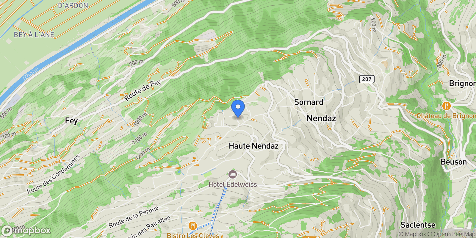 Map showing Nendaz, Valais, Switzerland.
