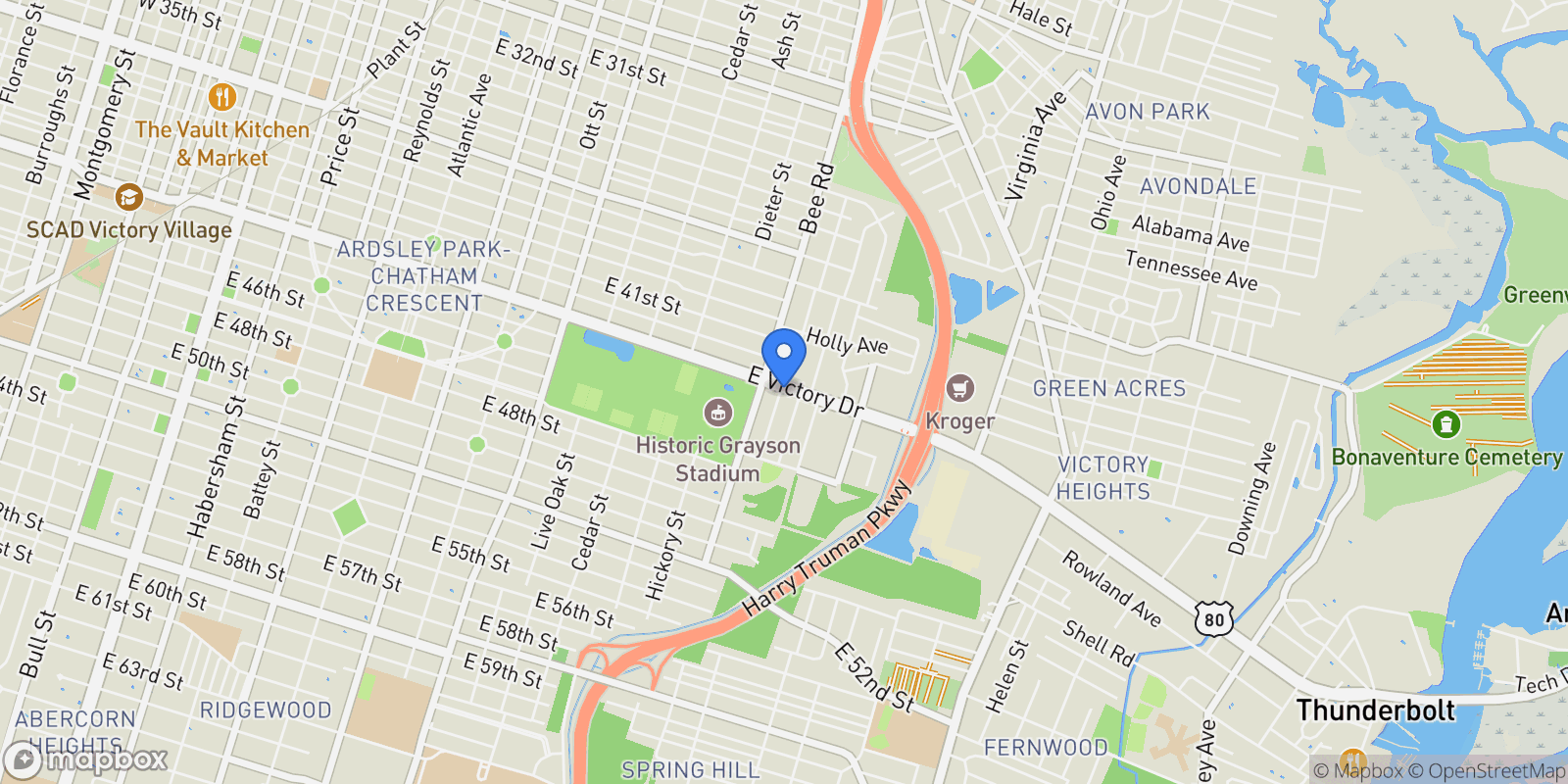 Map showing 0 Williams Street, Savannah, Georgia, United States.