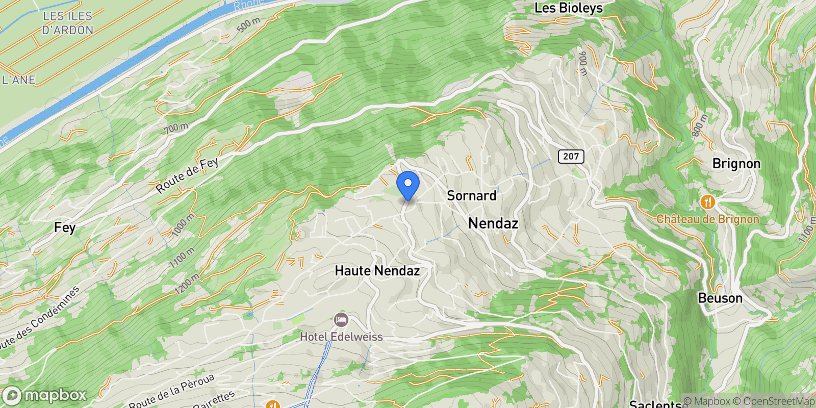 Map showing Nendaz, Valais, Switzerland.