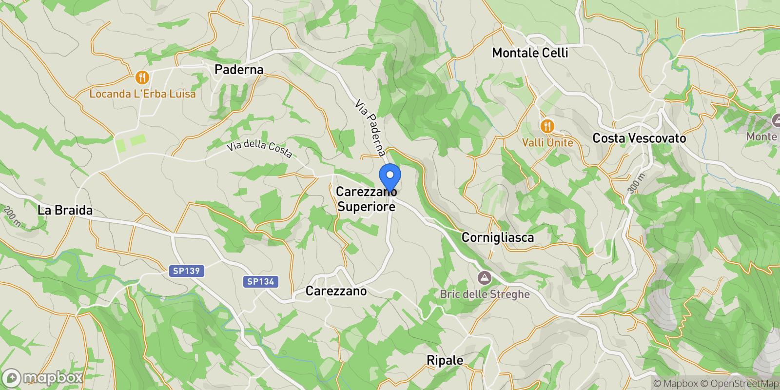 Map showing 15051 Carezzano AL, Italy, Carezzano Superiore, Piedmont, Italy.