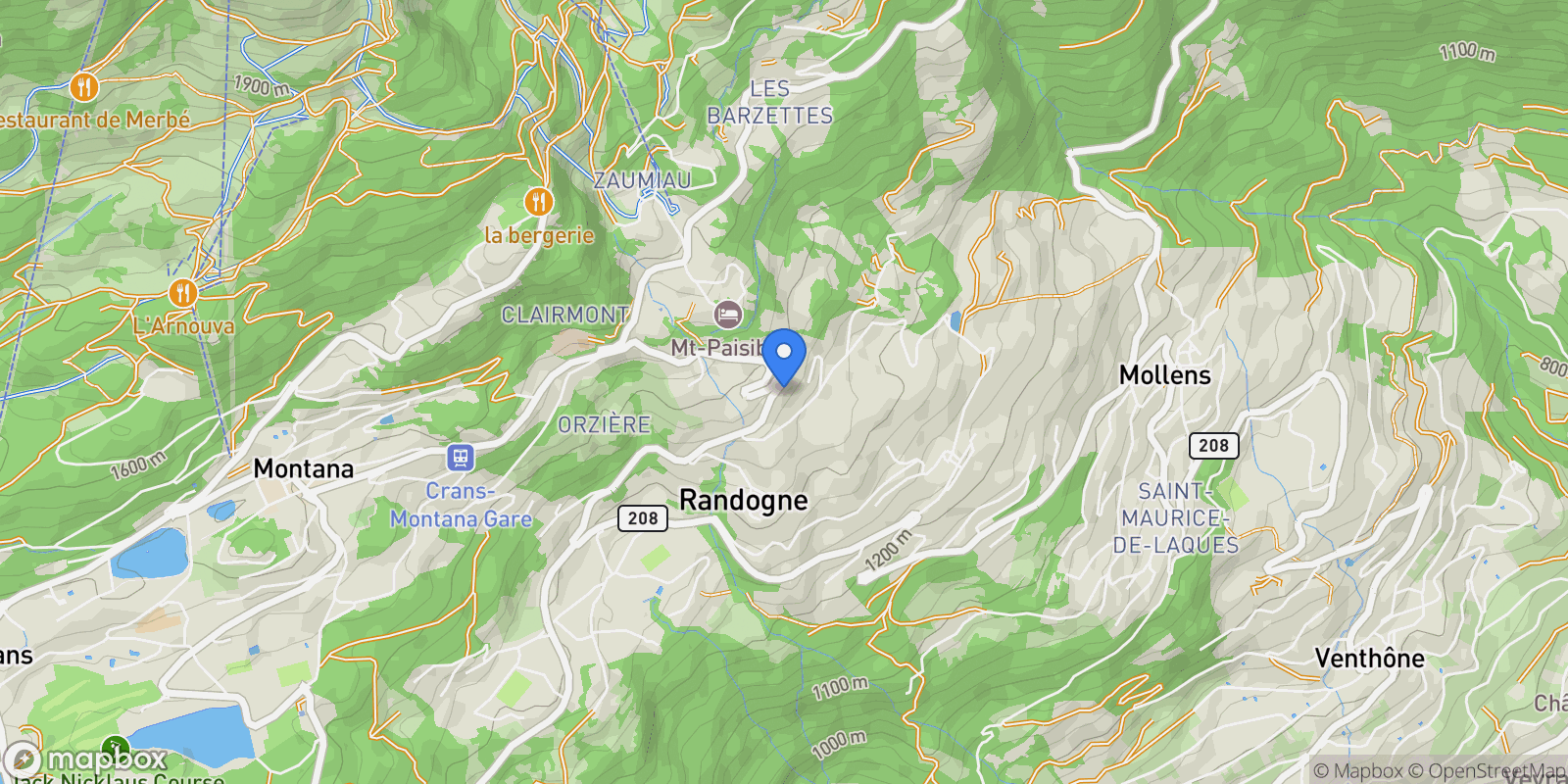 Map showing Crans-Montana, Valais, Switzerland.