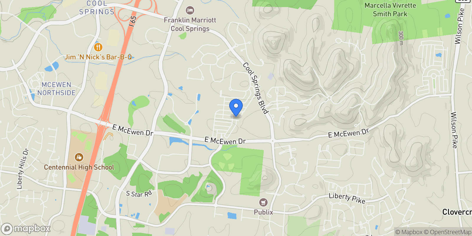 Map showing 1136 French Town Ln, Franklin, Tennessee, United States.