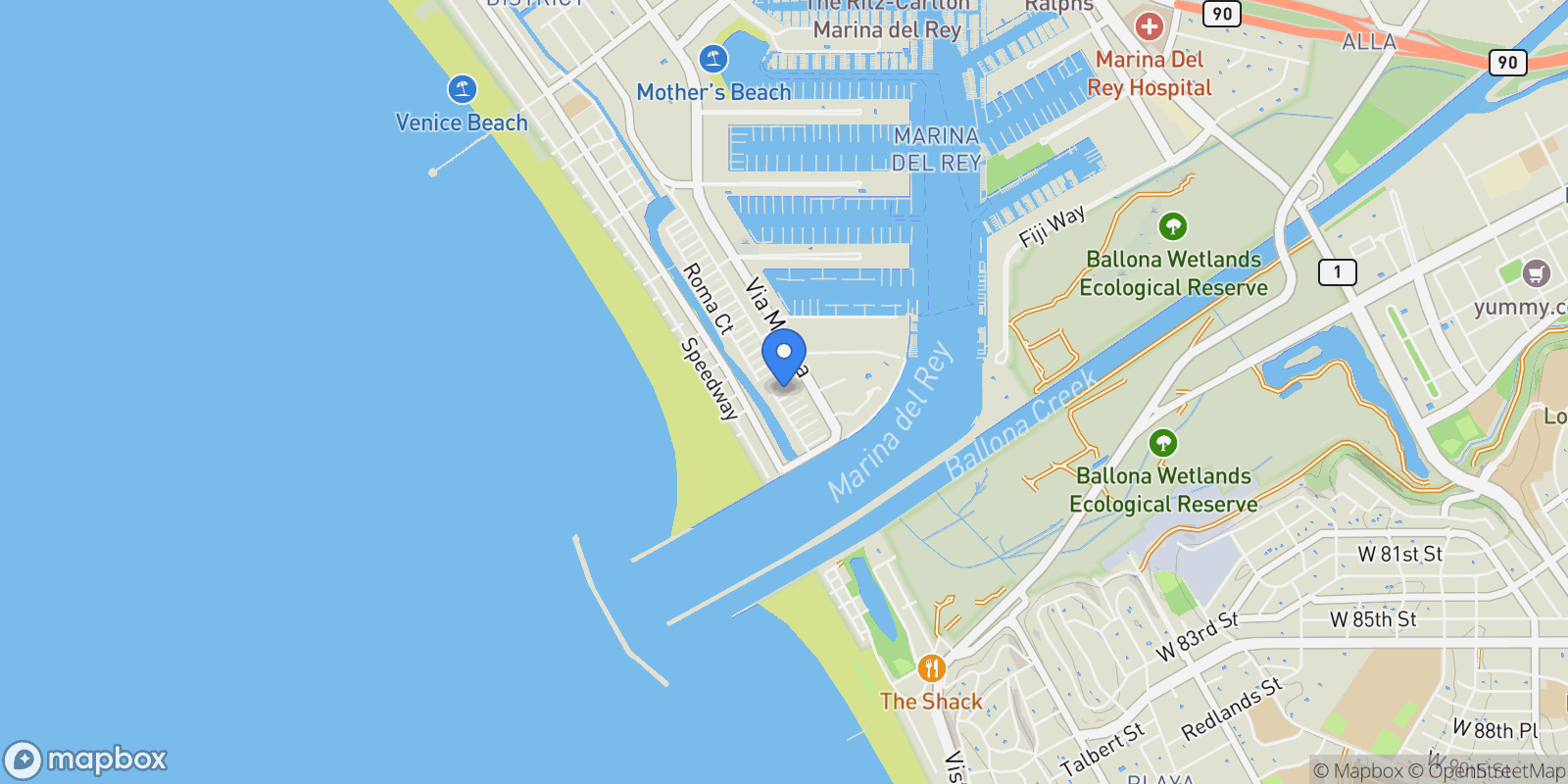 Map showing 142 Union Jack Mall, Marina del Rey, California, United States.