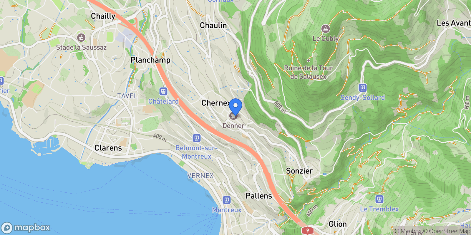 Map showing Chernex, VD 1822, Montreux, Vaud, Switzerland.
