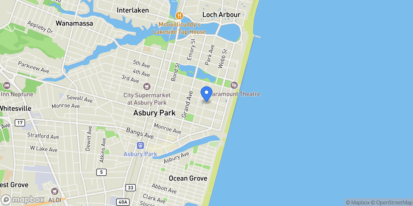 Map showing 218 3rd Avenue Unit 201, Asbury Park, NJ 07712, Asbury Park, New Jersey, United States.