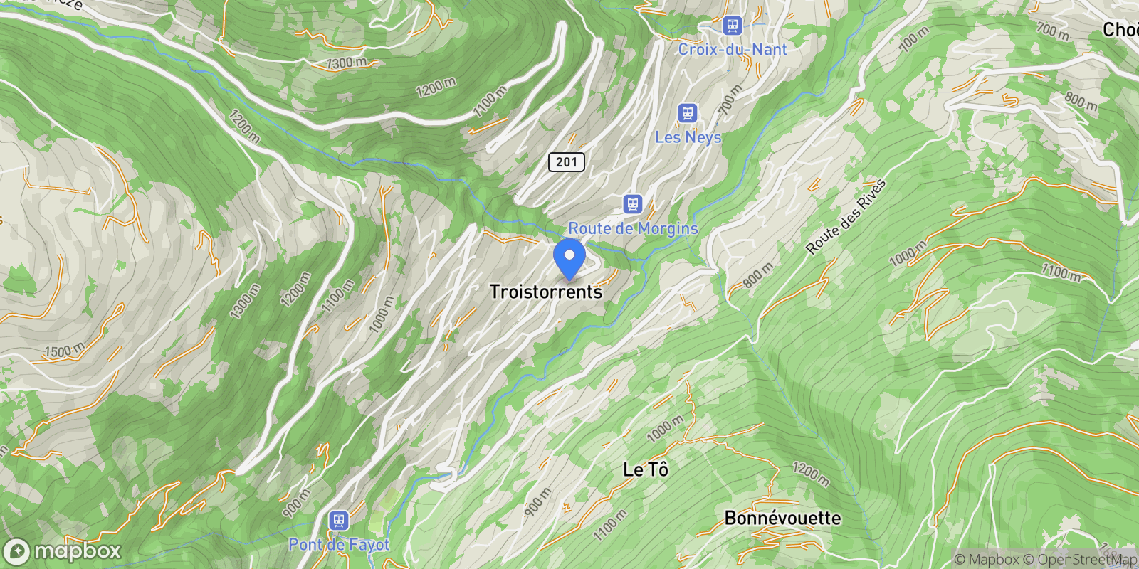 Map showing Troistorrents, VS 1872, Troistorrents, Valais, Switzerland.