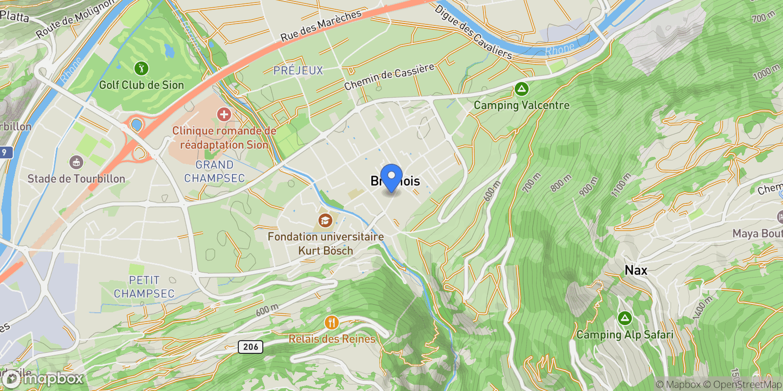 Map showing Bramois, VS 1967, Sion, Valais, Switzerland.