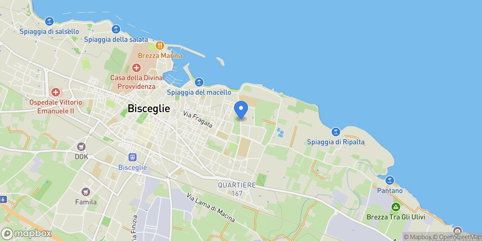 Map showing Str. Cala dell'Arciprete, 8, 76011 Bisceglie BT, Italy, Bisceglie, Apulia, Italy.
