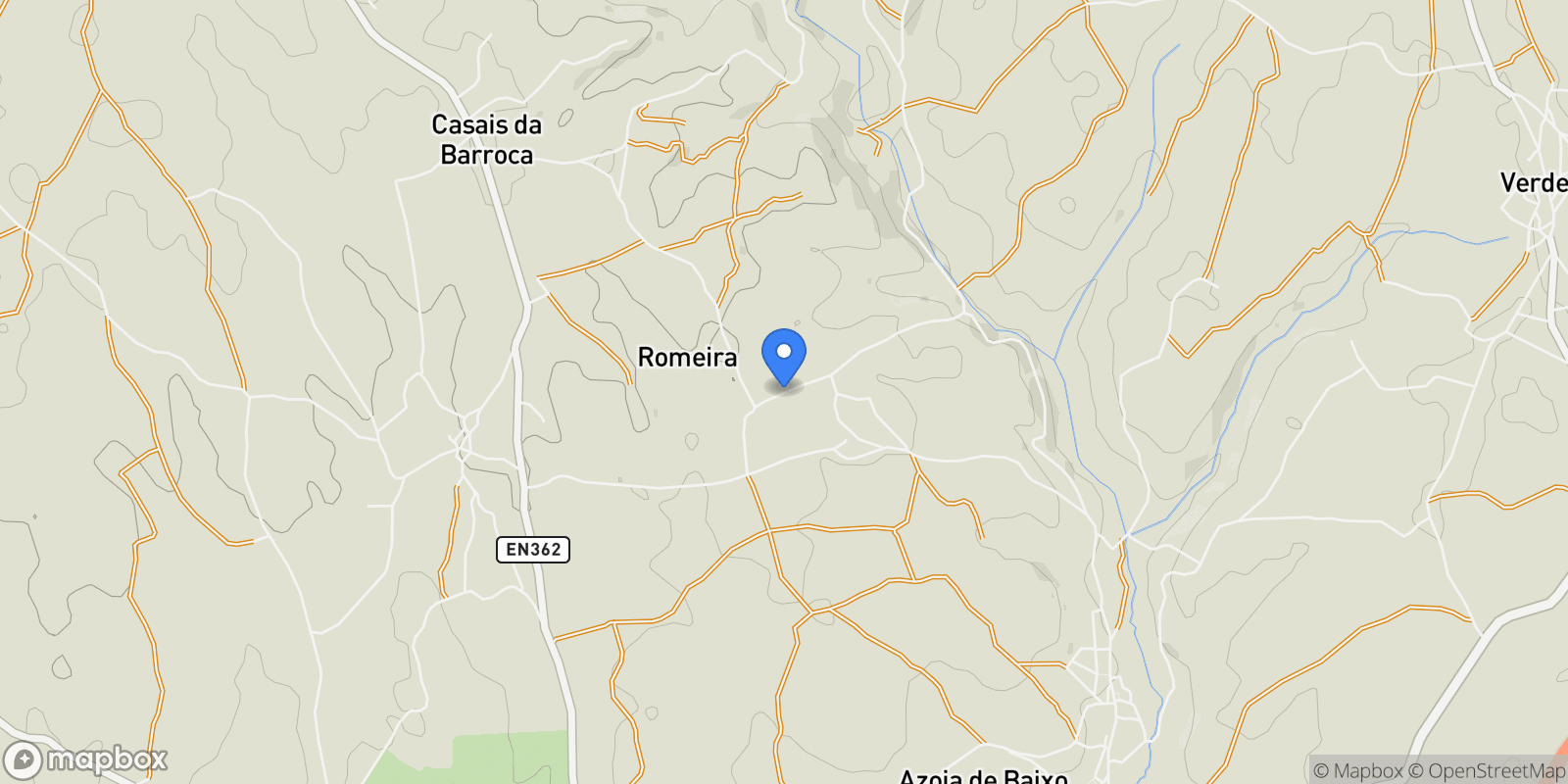 Map showing 2005-078 Romeira, Portugal, Romeira e Varzea, Santarem District, Portugal.