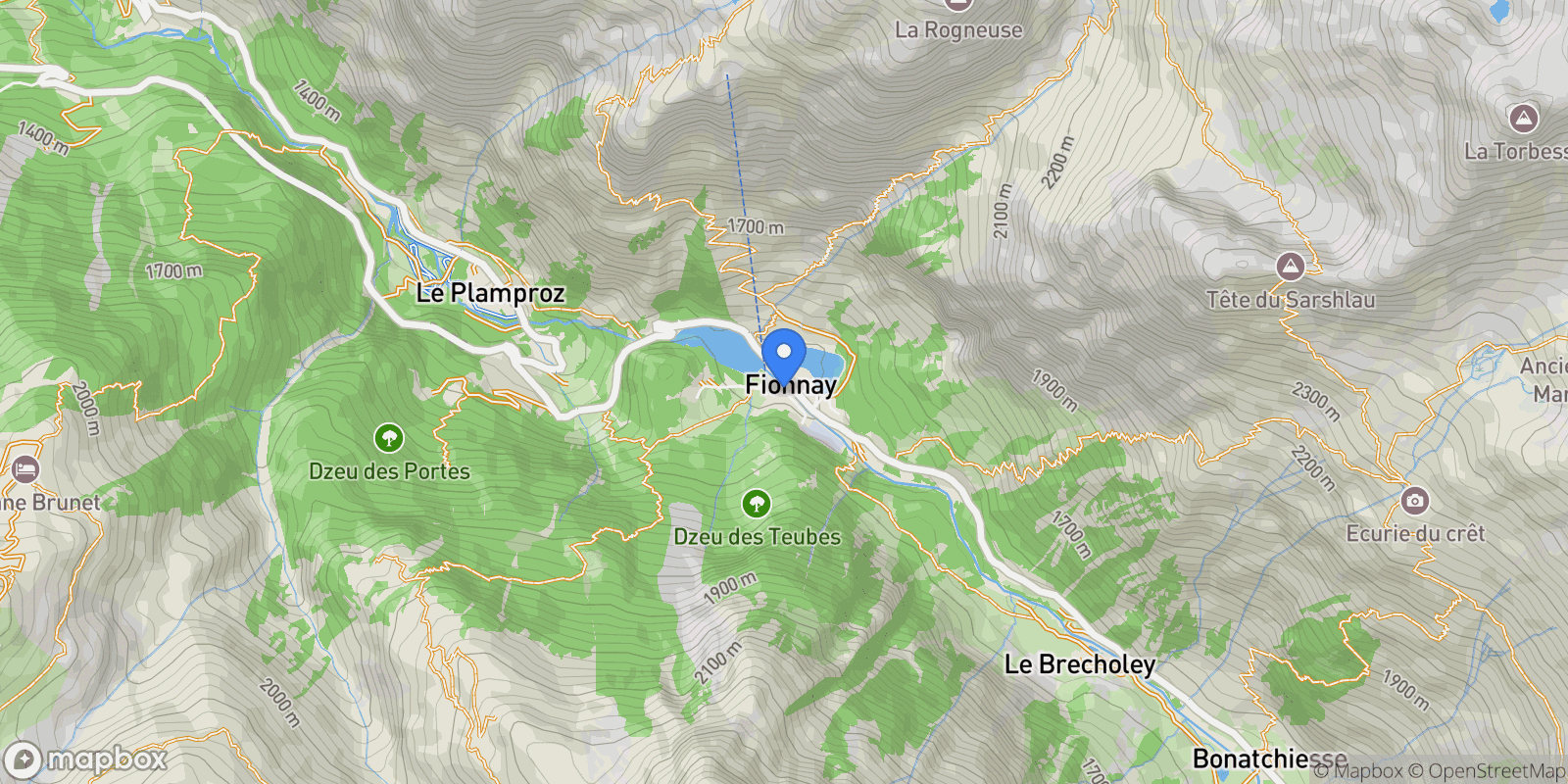 Map showing Fionnay, VS 1948, Val de Bagnes, Valais, Switzerland.