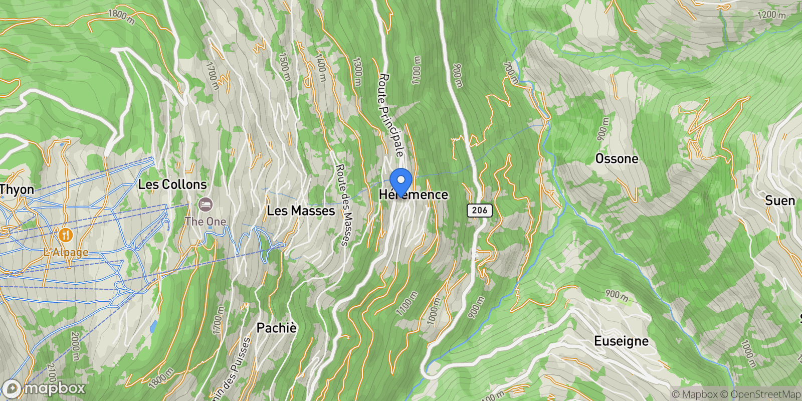 Map showing Hérémence, VS 1987, Hérémence, Valais, Switzerland.