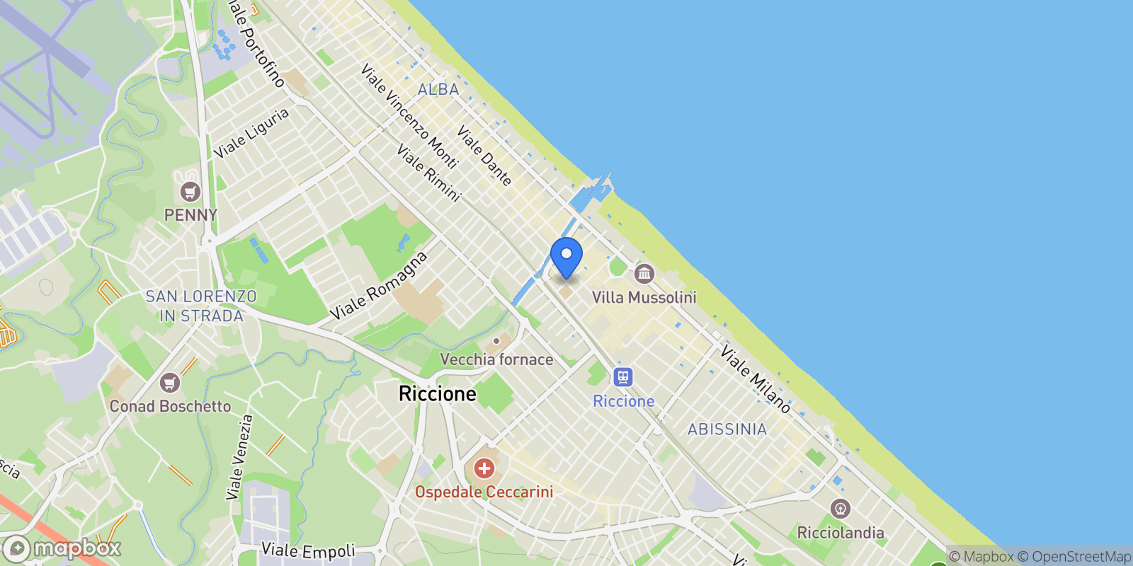Map showing Viale Orazio, Riccione, Emilia-Romagna, Italy.